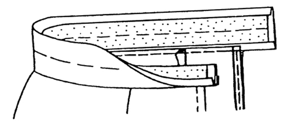 Figure 9. Folding the right sides of the waistband together to finish the ends.